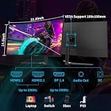 SANSUI 34-Inch Curved Ultrawide UWQHD Gaming Monitor 200Hz 1ms HDR