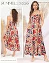 GRACE KARIN Smocked Floral Maxi Sundress with Adjustable Straps & Pockets