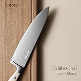 CAROTE 14-Piece Forged High-Carbon Stainless Steel Knife Set with Cream Block
