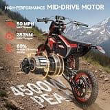 QRONGE X1 Spark Electric Dirt Bike, 4500W Mid-Drive, 60V 28.8Ah Battery