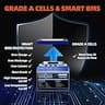 WEIZE 12V 100Ah Mini LiFePO4 Deep Cycle Marine Battery with Built-In 100A BMS