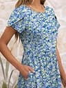 ANRABESS Women's Short Sleeve A-Line Floral Midi T-Shirt Dress with Side Pockets