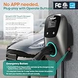 NexCyber 48A NEMA 14-50 Plug-in Level 2 EV Charger with Touchscreen & 25ft Cable