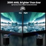 HAPPRUN Google TV 2000 ANSI Lumens Outdoor Projector with Adjustable Stand