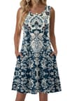Zeagoo Women's Sleeveless Floral Print Tank Short Dress Hawaiian Sundress with Pockets