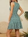 FENSACE Casual Sleeveless Wrap V-Neck Short Summer Sundress with Ruffled Hem