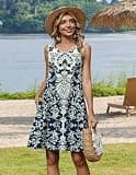 Zeagoo Women's Sleeveless Floral Print Tank Short Dress Hawaiian Sundress with Pockets