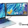 APILDELLA 14-Inch Full HD HDR Dual Laptop Screen Extender With Speakers