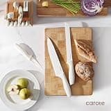 CAROTE 15-Piece Ceramic-Coated Knife Block Set with Built-In Sharpener