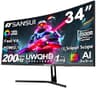 SANSUI 34-Inch Curved Ultrawide UWQHD Gaming Monitor 200Hz 1ms HDR