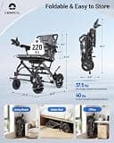 VERPAL 35.7lbs Lightweight Foldable Electric Wheelchair with 360W Dual Motor