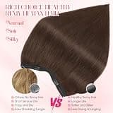 Rich Choices 12-Inch Real Remy Human Hair Halo Extension in Dark Brown