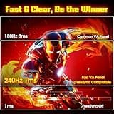 SANSUI 34-Inch 240Hz UWQHD 1500R Curved VA Gaming Monitor with HDR400