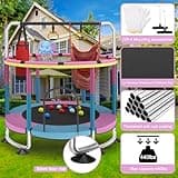 60-Inch Kids Trampoline with Safety Enclosure, Gymnastics Bar, and Hoop