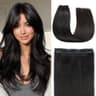 FUINAL 18-Inch Natural Black Remy Human Hair Halo Extension Adjustable Sizing