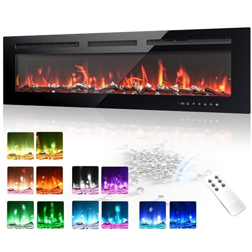 EUHOMY 50-Inch Linear Electric Fireplace, Wall Mounted and Recessed Design