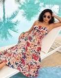 GRACE KARIN Smocked Floral Maxi Sundress with Adjustable Straps & Pockets