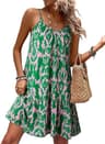 Dokotoo Casual Floral Print Spaghetti Strap Midi Sundress with V-Neck Design