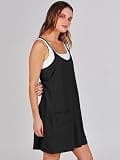 ANRABESS Women's V-Neck Athletic Mini Romper Dress with Patch Pockets in Black
