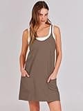 ANRABESS Women's Athletic Mini Romper Dress with Built-in Shorts and Pockets