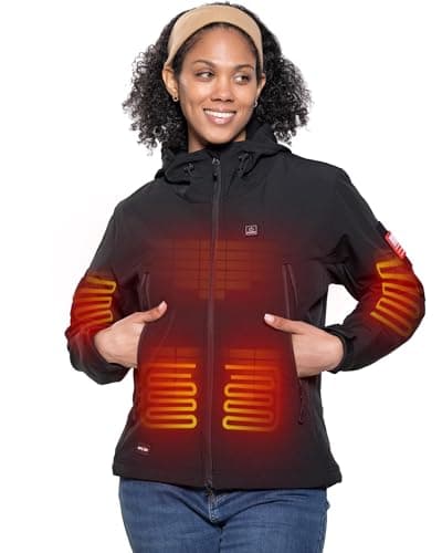 DEWBU Women's 12V Softshell Heated Jacket with Vehicle Power Capability
