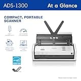 Brother ADS-1300 Compact Desktop Document Scanner with 20-Page Auto Feeder