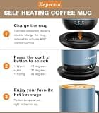Kepwam T1 Self-Heating Smart Coffee Mug with App and Touch Control (16 Ounces)