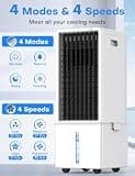 COOLECH 4-in-1 Windowless Evaporative Air Cooler with 3.2-Gallon Water Tank