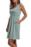 WIHOLL Women's Sleeveless Scoop Neck A-Line Floral Spring Break Sundress with Pockets