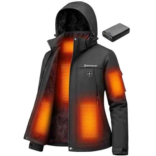 Brimekey Graphene Women's Heated Softshell Jacket with 20000mAh Battery
