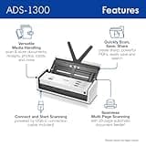 Brother ADS-1300 Compact Desktop Document Scanner with 20-Page Auto Feeder
