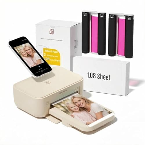 HPRT Wireless 4x6 Photo Printer Bundle with 108 Sheets and Thermal Dye-Sub