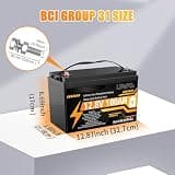 12V 100Ah LiFePO4 Group 31 Deep Cycle Marine Battery with Smart 100A BMS