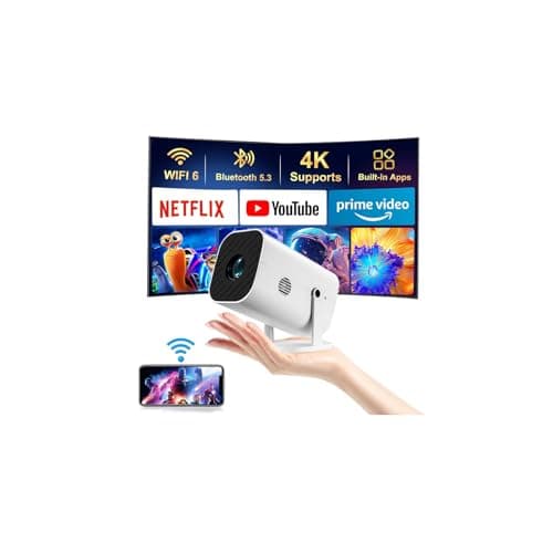 Smart Mini Projector with Electric Focusing, 210° Rotation and Native 1080P Resolution