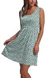 WIHOLL Women's Sleeveless Scoop Neck A-Line Floral Spring Break Sundress with Pockets