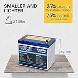 WEIZE 12V 100Ah Mini LiFePO4 Deep Cycle Marine Battery with Built-In 100A BMS
