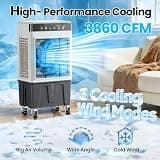 CrmyPeg 7.5-Gallon High-Capacity Portable Swamp Cooler with 120-Degree Swing