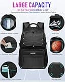LOINTET Basketball Backpack with Top Shoe Compartment & Foam-Cushioned Ball Storage