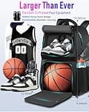 LOINTET Basketball Backpack with Top Shoe Compartment & Foam-Cushioned Ball Storage