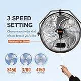 VEVOR 18-Inch Waterproof Wall Mount Industrial Fan, 4150 CFM, IP44 Rated