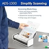Brother ADS-1300 Compact Desktop Document Scanner with 20-Page Auto Feeder