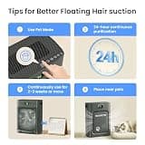 P358 Dual-Sided H13 HEPA Washable Pet Air Purifier for Large Rooms and Hair