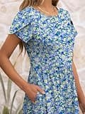 ANRABESS Women's Short Sleeve A-Line Floral Midi T-Shirt Dress with Side Pockets