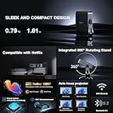VOPLLS 1.81-Inch Ultra-Thin Smart Mini Projector with Native 1080P and Auto-Focus
