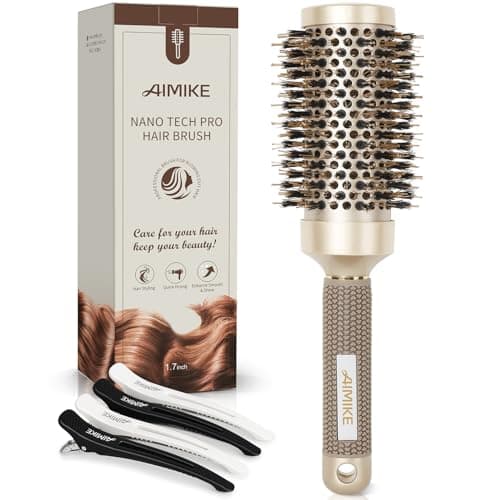 AIMIKE Medium Boar Bristle Ceramic Vented Round Hair Brush for Fine Hair - 1.7 Inch