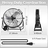 BILT HARD 24-Inch High Velocity Heavy-Duty Industrial Drum Fan, 8100 CFM