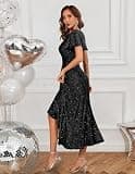 BeryLove Women's Sequin Flutter Short Sleeve Formal Cocktail Evening Gown