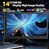 APILDELLA 14-Inch Full HD HDR Dual Laptop Screen Extender With Speakers