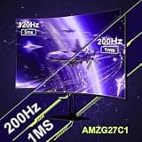 Amzfast AMZG27C1 27-Inch 1500R Curved FHD 1080p Gaming Monitor 200Hz 1ms